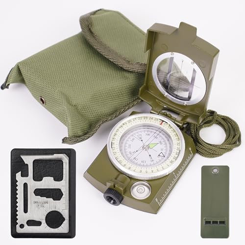 Kompass Outdoor aus Metall mit Sichtlinse, Lineal, Multi-in-1-Werkzeug und Pfeifen.Compass,Kompass Kinder,multifunktionaler Orientierungslauf Kompassfür Kartenlesen, Navigation, Wandern, Abenteuer