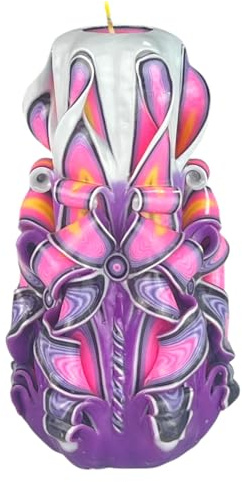 Candela di Design Fatta a Mano, Candela Decorativa Inodore Ø8 x h18 cm, Candela Cilindrica a Combustione Lunga 66 ore, Stoppini in Cotone Senza Fumo, Decorazione Domestica Ideale e Regalo Versatile