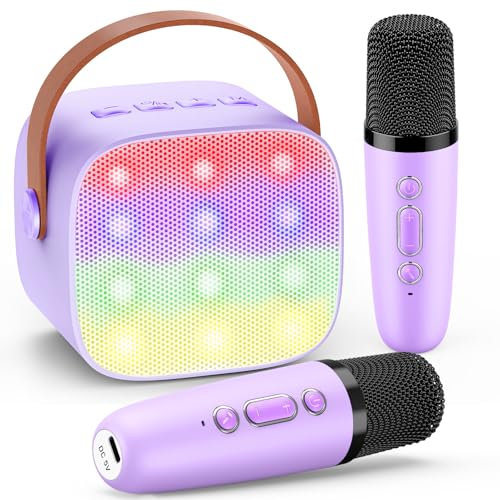 Dislocati Karaoke con 2 Microfonos Inalambricos, Regalo Juguetes Niña 3-12 Años Portátil Micrófono Karaoke Bluetooth para Niños y Adultos Ideal para Celebraciones Familiares, Fiestas y Exteriores