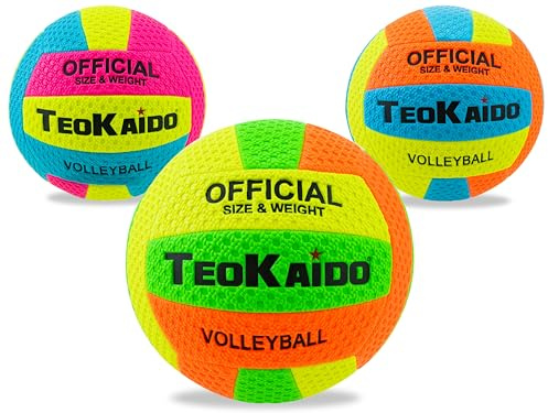 TeoKaido Pallone Beach Volley taglia 5, Palla Pallavolo da Spiaggia PVC Impermeabile, Pallone Volley Leggero 250g, Colore scelto Casualmente, Alta Visibilità, Palla Beach Volley Morbida