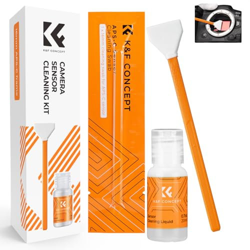K&F CONCEPT 16mm APS-C Sensor Cleaning Swab*6 + 20ml Sensor Screen Cleaner DSLR SLR Digital Camera Sensor Cleaning Swab for Reflex and Mirrorless Digital Camera CCD and CMOS Sensors