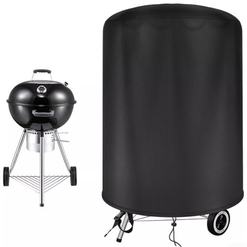 Raweao Housse de protection imperméable pour barbecue Weber 57 cm, tissu Oxford robuste, résistant aux intempéries, facile à nettoyer, 70 x 70 cm, noir