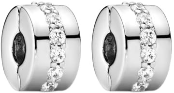 WEIMU Charms Ferma-perle in vero argento sterling 925 per bracciali, ferma-ciondoli per braccialetti con perle, perle ferma-ciondoli, m, Argento sterling, Zirconia cubica