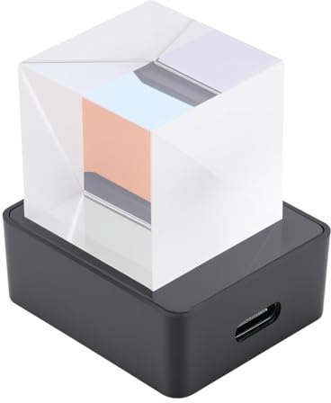 Goshyda Cubo de Cristal Holográfico 3D con Reloj Digital y Clima, Reproductor de álbum de Fotos de Animación GIF LED para Decoración de Escritorio y Coche