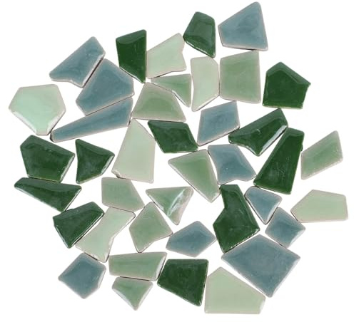 SHINEOFI Piedras de Mosaico Irregulares Esmaltadas 500 G Surtido Glaseado para Bricolaje, Cerámica DIY Color Verde Mezcla, Azulejos para Manualidades y Decoración Artística