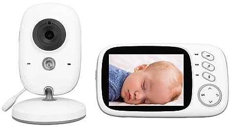 MasYosh Monitor para Bebés, Videollamada Bidireccional, Reducción de Ruido, Pantalla Grande con Visualización de Fecha y Hora, para Monitoreo en Casa de Niños Pequeños y Ancianos (Enchufe Europeo