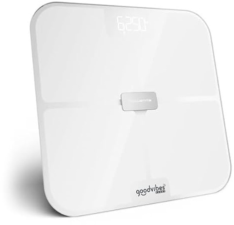 Rowenta Goodvibes Sport 2.0, Báscula Inteligente, Monitorea tu composición corporal, Precisión de hasta 50 g, Hasta 200 kg, App Intuitiva, BR9740F0