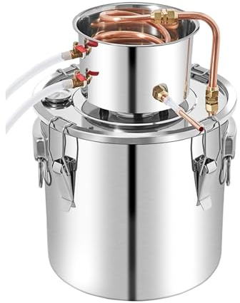 HIJYMNZPQ Destilador De Alcohol Y Agua Acero Inoxidable, 50L, con Condensador, Caldera For Fermentación Vino 13,2 Galones Tubo Cobre ElaboracióN De Cerveza AutéNtica