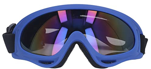 Haofy Dog Sunglasses Stylish UV Protection Goggles for Large Dogs, Impact Resistant Pet Glasses for Walking, Riding Motorcycle (3004 dark blue frame color film)