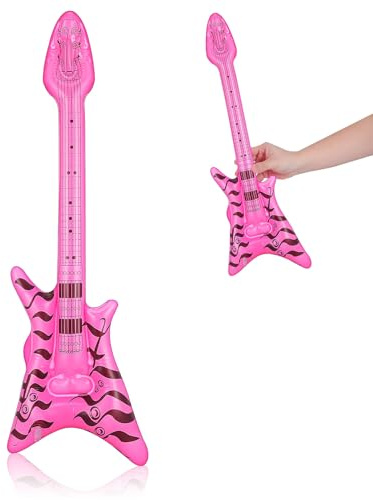 PACKOVE Chitarra Gonfiabile in Pvc Leggera e Portatile per Decorazioni Feste Disco e Giochi di Ruolo, Design Creativo e Realistica e Ragazzi Colore Casuale