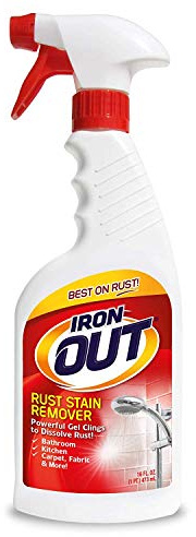 Iron OUT Spray Gel Rust Stain Remover, Remove and Prevent Rust Stains in Bathrooms, Kitchens, Appliances, Laundry, Outdoors, 16 Ounce