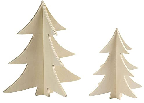 Árboles de Navidad, H: 13 + 18 cm, madera contrachapada, 2asstd