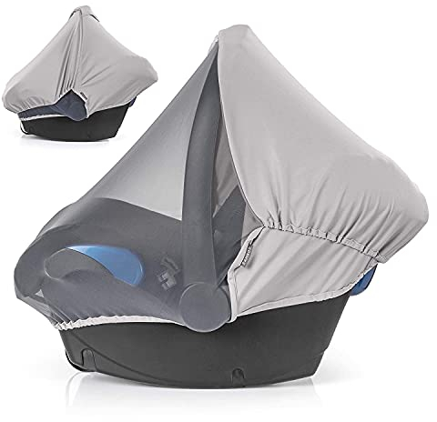 Zamboo 3in1 Verdeck für Babyschale mit UV-Schutz - Sonnenschutz, Insektenschutz und Schlummerverdeck (passend für Maxi-Cosi, Cybex, Joie uvm.) (Grau)