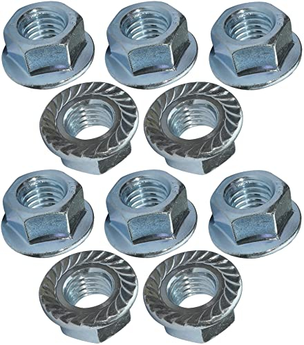 AERZETIX - C49646 - Juego de 10 tuercas hexagonales con brida/base dentada M12 Ø exterior 25mm - en acero al carbono - tuerca de seguridad autoblocante