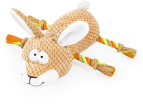 Edupet 06017AA Dog Love Hundespielzeug im Hasen Design, mit Tau, quietschend