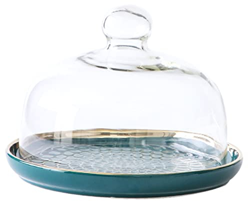 Cloche à gâteau en Porcelaine - Moule à gâteau avec - Support à gâteau avec Couvercle - Gâteau aux Fruits - Cloche Transparente - Plateau à gâteau avec - Présentoir à gâteau avec