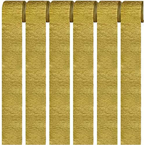 LATRAT 6 nastri di carta crespa fatti a mano, 4,5 cm x 25 m, carta crespa, per matrimoni, feste, colore oro