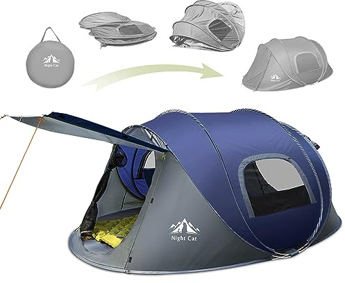 Night Cat Pop-up Camping Tent: 2 Person Tent Waterproof Instant Easy Setup Family Tent