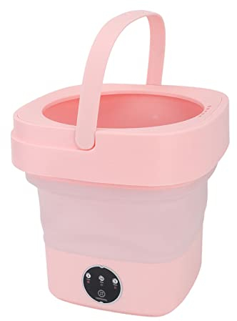 TOPINCN Faltbare Kleine Tragbare Mini Waschmaschine, 100-240 V, Vollautomatische, Kleine Unterwäsche Faltwaschmaschine für den Schlafsaal (Rosa)