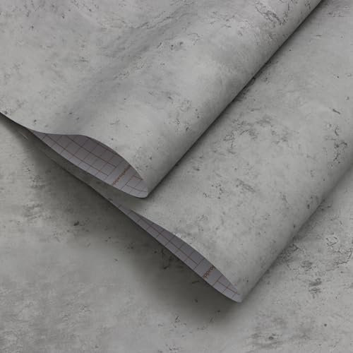 Timeet Concrete Effect Self Adhesive Wallpaper Grey 40x1000cm Beton Grey Contact Paper Sticky Back Vinyl Peel and Stick Wall Covering Texture Cement Effect Film Decorative for Wall Furniture