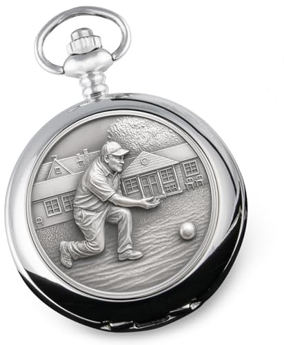 De Walden Cuencos de césped, regalos para hombres, reloj de bolsillo analógico de peltre con cadena, jubilación, cumpleaños, graduación, aniversario, Navidad, cualquier ocasión, plata, Clásico
