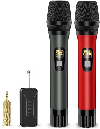 DigitConvert Karaoke Microfono Wireless Professionale Microfono Senza Fili Microfono Bluetooth Microfono Wireless Karaoke UHF Mic Systema PA per Canto Karaoke,DJ,Party,Matrimonio,Discorso, Church