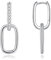 Loutade Convertible Link Earrings for Women, 925 Sterling Silver Double Oval Hoop Earrings, Hypoallergenic Paperclip Chain Link Earrings Silver, CZ Simple Geometric Silver Drop Oval Hoop Earrings