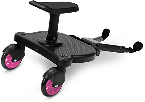 Yugodex Tavola per passeggino con sedile, con sedile, universale, design a due ruote a 360°, per bambini di 2-6 anni, passeggino da 25 kg (rosa)