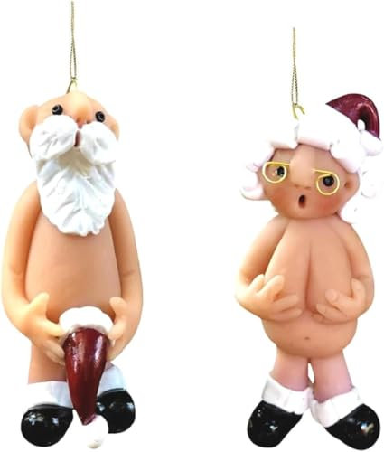 2 Stück Naughty Santa Christmas Nikolaus Ornament Nackter Weihnachtsmann Christbaumschmuck Anhänger