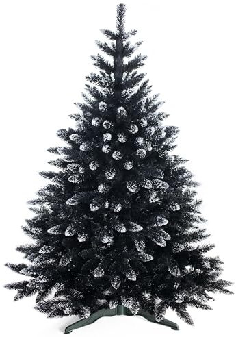 Homede Künstlicher Weihnachtsbaum mit Brokat 180 cm schwarz Christbaum Tannenbaum Weihnachtsdeko Fichte Cristal Dark