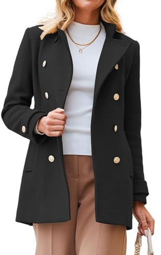 IDEALSANXUN Womens Fall Winter Peacoat Wool Coat Double Breasted Trench Coat