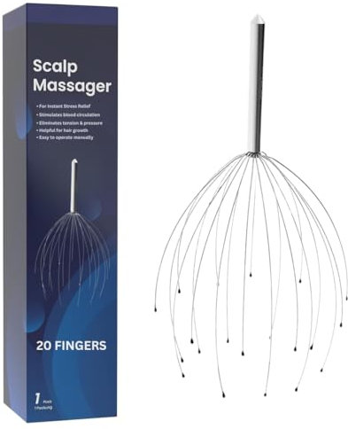 20-Fingers Head Massager & Scalp Scratcher – Scalp Massager Tingler Tool for Deep Relaxation, Stress Relief, Hair Stimulation, Handheld Head Scratcher for Scalp & Body Relaxing (1 Pack)”