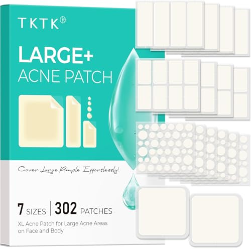TKTK Large Pimple Patches for Face & Body Zit Breakouts, 7 Sizes 302 Count