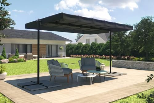 ZEBRA insect screens Freistehende Markise Standmarkise Pergola Sonnendach Sonnensegel Terrassenüberdachung Gartenmarkise Sonnenschutz, 3,75 x 2,5 m, in anthrazit