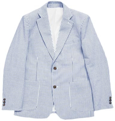 Stillluxury Giacca blazer da uomo a righe in seersucker slim fit primavera estate cappotto sportivo per affari ballo di fine anno matrimonio, Blu chiaro singolo, 3XL