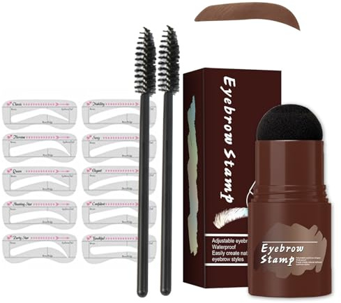 Clawrex Juego de plantillas para cejas, resistente al agua, polvo de cejas, sello de cejas, con 10 plantillas reutilizables para cejas, larga duración, natural, multifuncional (marrón claro)