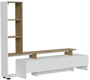 Vicco Lowboard Tavora, Weiß/Eiche, 168.2 x 120 cm mit 2 Schubladen