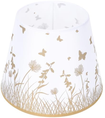 BESPORTBLE Lampenschirm aus Stoff für E27 Tischlampe Konischer Ersatz Lampenschirm in Gold mit Floralem Muster 22X14X17cm Lampenabdeckung für Wohnzimmer Schlafzimmer und Büro