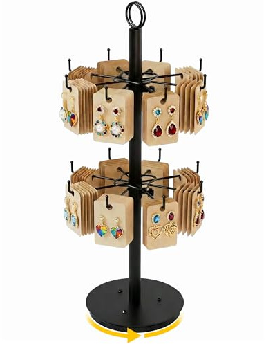 THYGIFTREE 2-Stufiger Drehbarer Kettenständer Schmuck Organizer, Verstellbarer Schmuckhalter mit 16 Haken, Metall Verkaufsständer Schmuckständer für Armband Ohrring Schlüsselanhänger