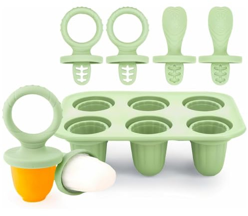 HAPZUR Molde de Silicona para Bebés - 1 Pieza Verde Oscuro, BPA-Free, Ideal para Dentición, Puré de Frutas, Polos y Helados Caseros para Niños, Fácil Limpiar