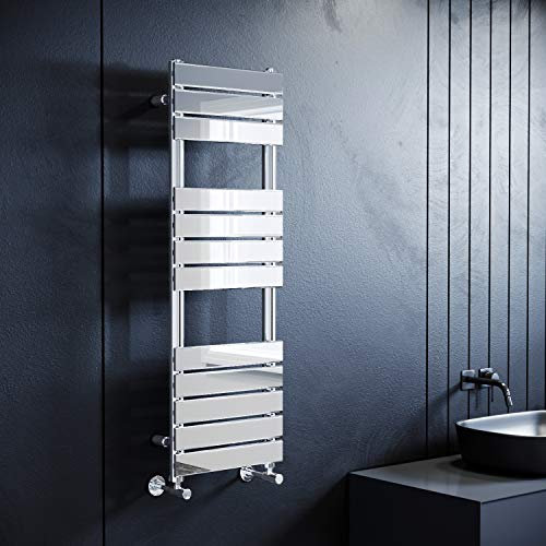 ELEGANT Chrome Flat Panel Heated Towel Rail Bathroom Radiator 1200 x 400