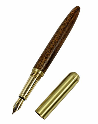 Hillento hochwertiger Holz Füllfederhalter 0.7mm, braunes Holz - Schraubkappe, Luxus-Design, für Kalligraphie, 1 Stück