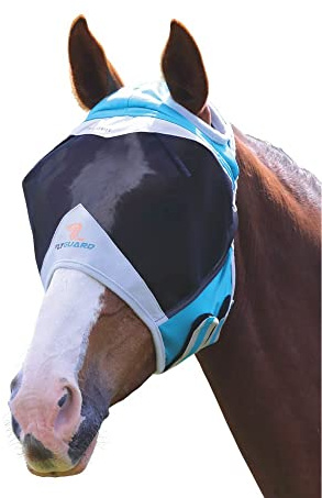 Shires Fine Mesh Fly Mask with Ear Hole for Horses Teal COB