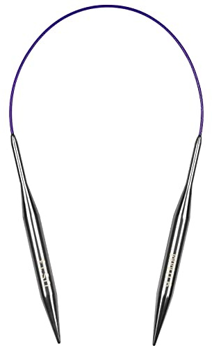Coopay Cirkulära sticknålar, 9 mm, 40 cm, korta, cirkulära stålnålar med flexibel kabel, fasta cirkulära sticknålar av metall för små tjocka ullprojekt, för artrithrithänder, US 13
