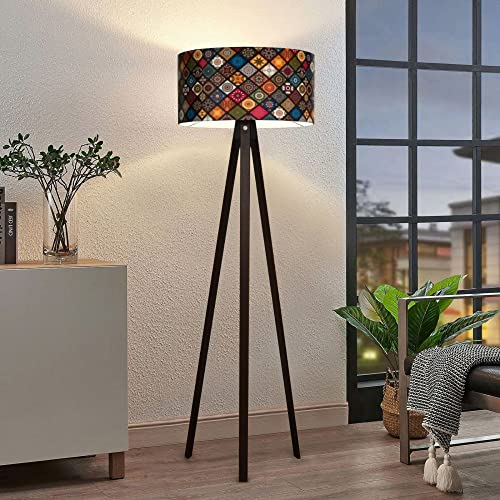 lux.pro Lampada da Terra a Treppiede Alta 140 cm Piantana Tripode con Paralume Cilindrico Design Moderno per Soggiorno Camera da Letto Angolo Lettura - Multicolore