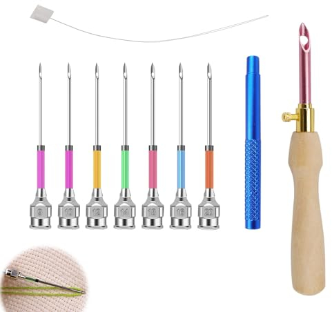 KLEHOPE 7 Stück Punch Needle, Stanznadel Stickerei Set, Punch Nadel Set mit Aufbewahrungsbox, Punch Needle Set Anfänger für Kleidung, Stickereien und Vorhänge