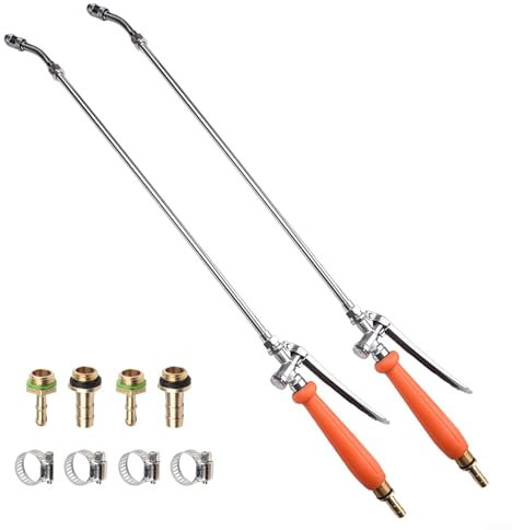 Lot de 2 baguettes de pulvérisation de rechange de 73,5 cm et 0,6 cm en laiton avec valve d'arrêt, pour tuyau d'arrosage