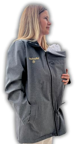 Amarsupiel Unisex Mammakappa och Softshell-bärare: vattentät, vindtät och Oekotex-certifierad. Grå