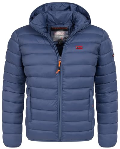 Geographical Norway Herren Winter Jacke warm gefüttert Parka Steppjacke Outdoor gesteppt, Farbe:Denim, Größe:3XL