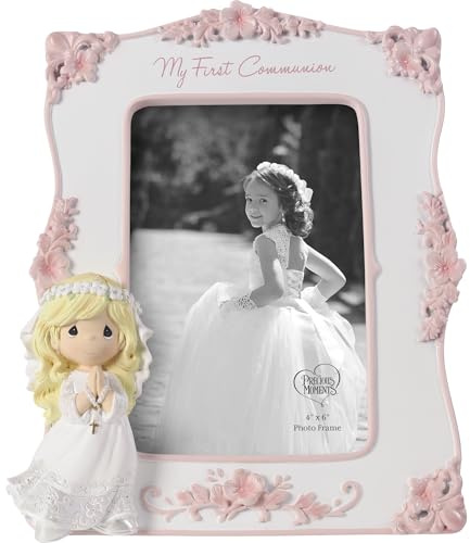 Precious Moments My First Communion Photo Frame for Girls | Resin/Glass Frame | First Communion Gifts for Girls | 4 x 6 Picture